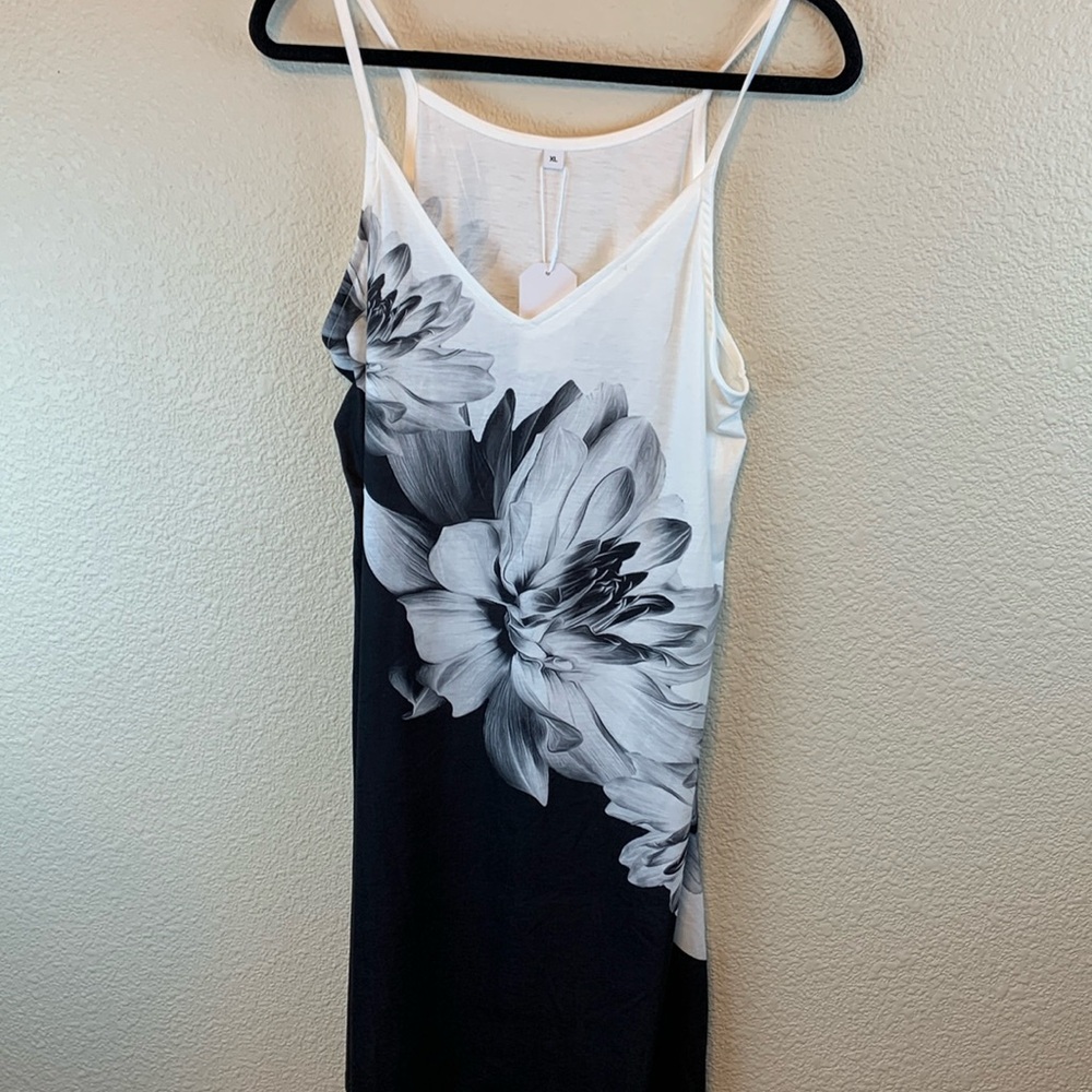 Floral mini dress sz XL NWT vacation beach resort casual comfy summer neutral